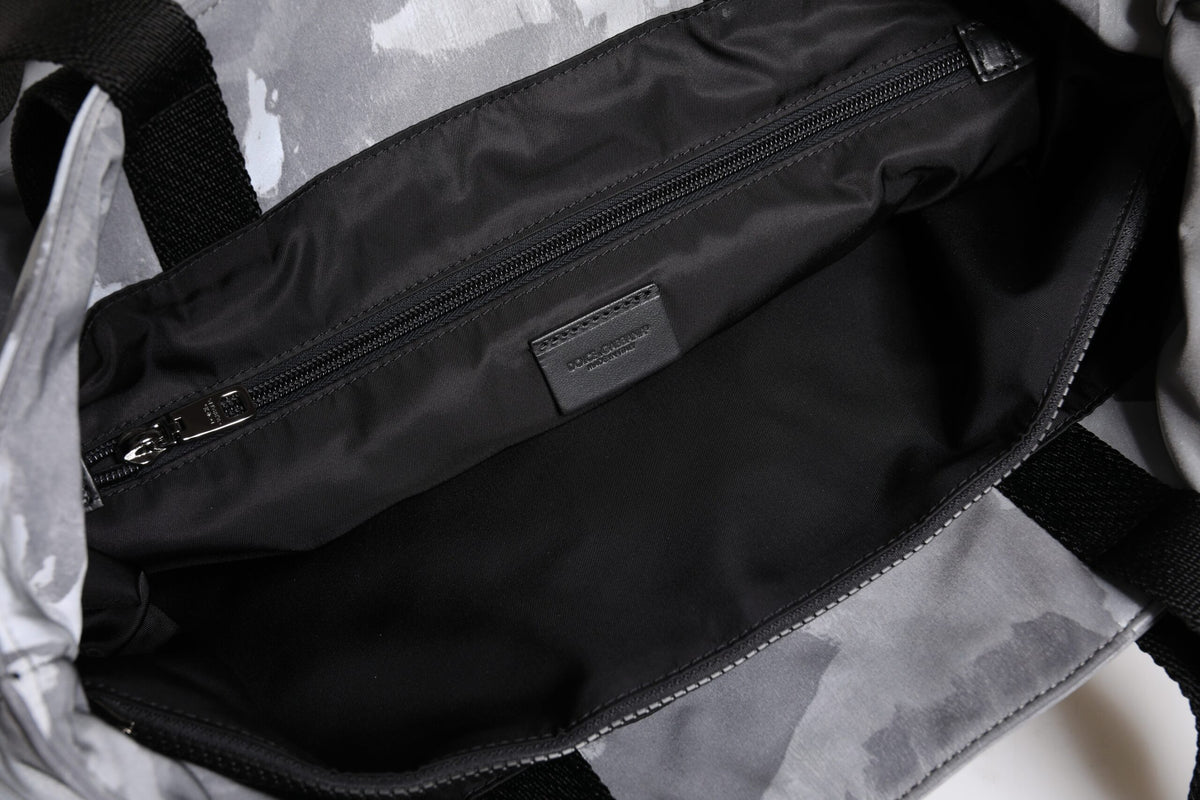 Sac cabas Dolce & Gabbana en coton gris camouflage à compartiments multiples