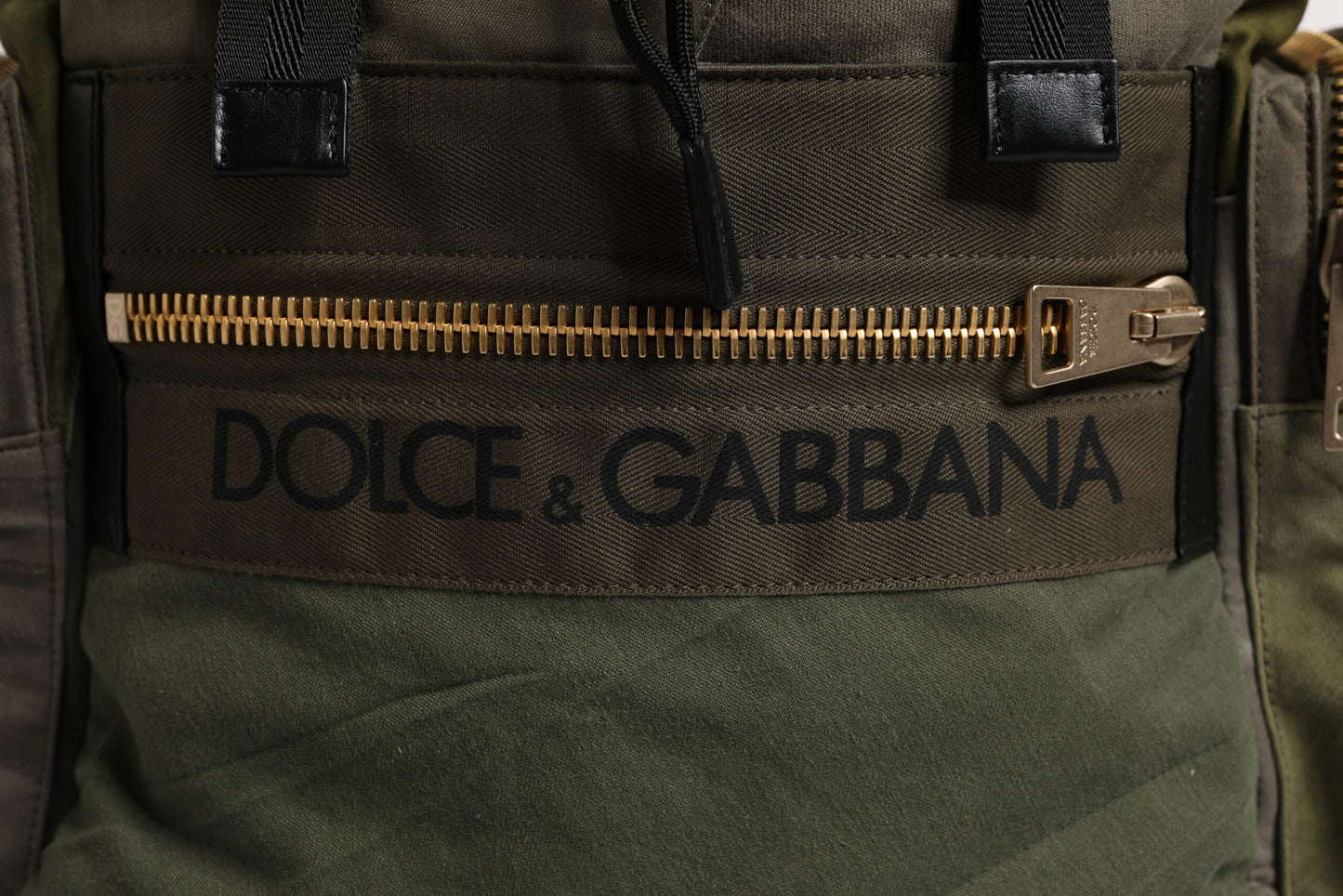 Mochila escolar Dolce & Gabbana verde militar con retazos