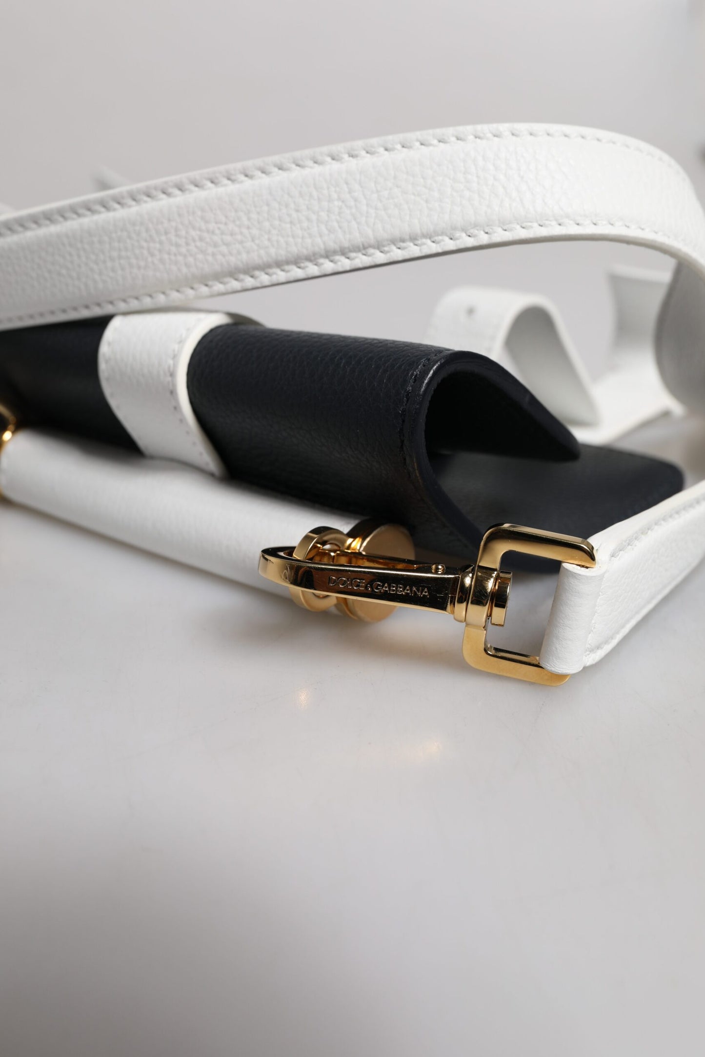 Bolso de Hombro Cruzado de Piel de Becerro Azul y Blanco Dolce & Gabbana