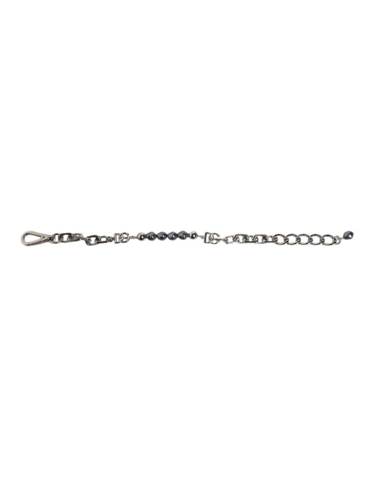 Pulsera Dolce & Gabbana de cadena plateada con broche de langosta y perlas grises