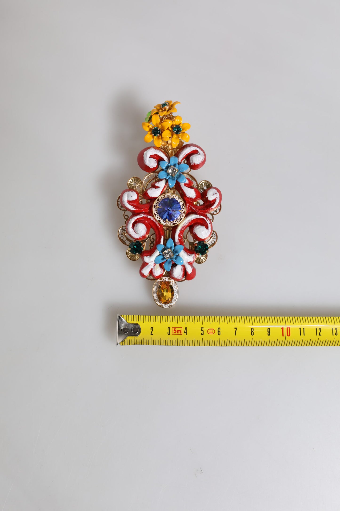 Pinza para el pelo Dolce & Gabbana Multicolor Spring CARRETTO de latón dorado con cristales