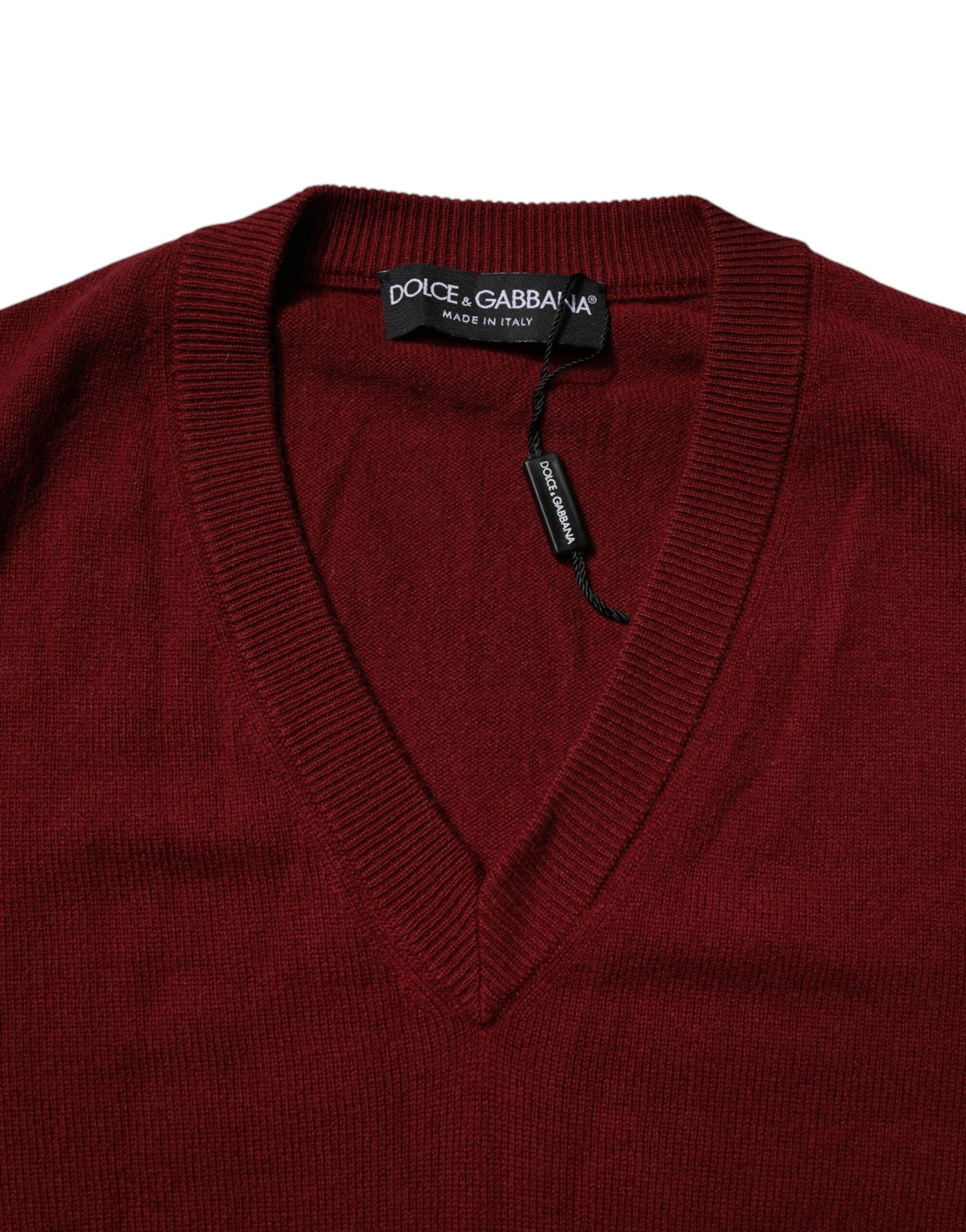 Suéter Dolce & Gabbana Granate Cachemira Escote Pico para Hombre