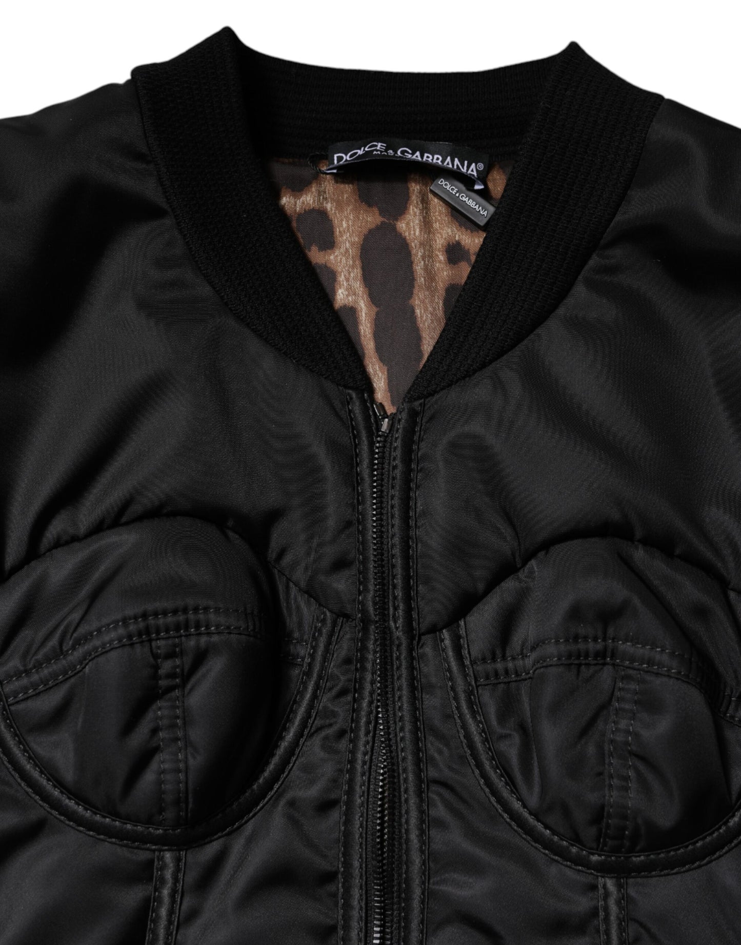 Chaqueta corsé bustier Dolce & Gabbana de nailon negro con cremallera completa