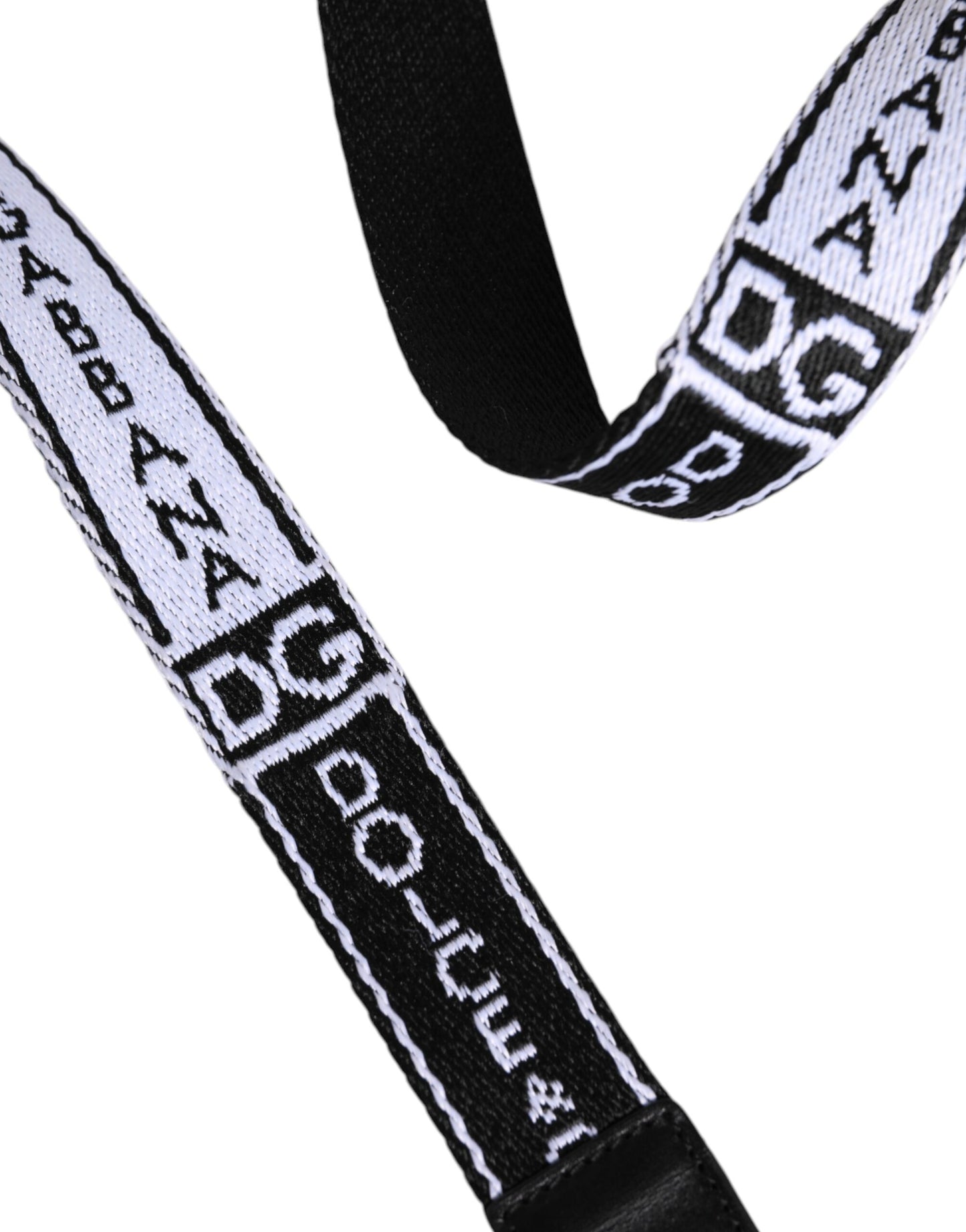 Cinturón con hebilla de logotipo metálico estampado en blanco y negro de Dolce & Gabbana
