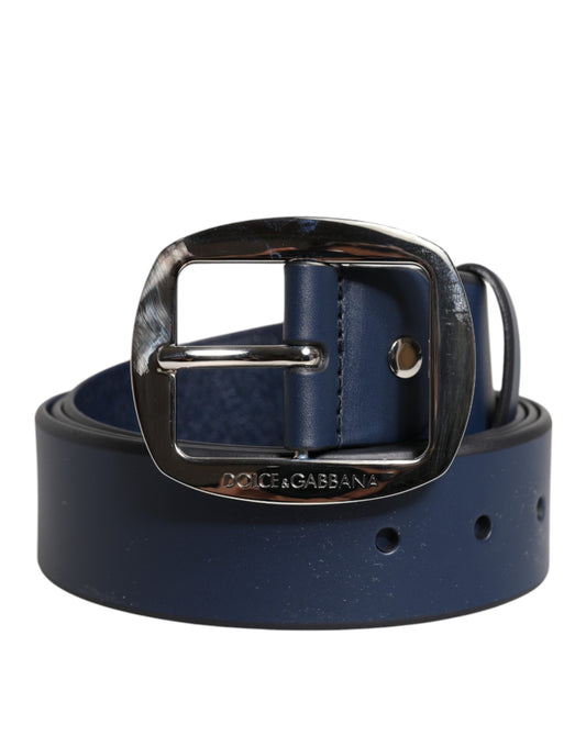 Cinturón Dolce & Gabbana de piel de becerro azul con hebilla metálica clásica