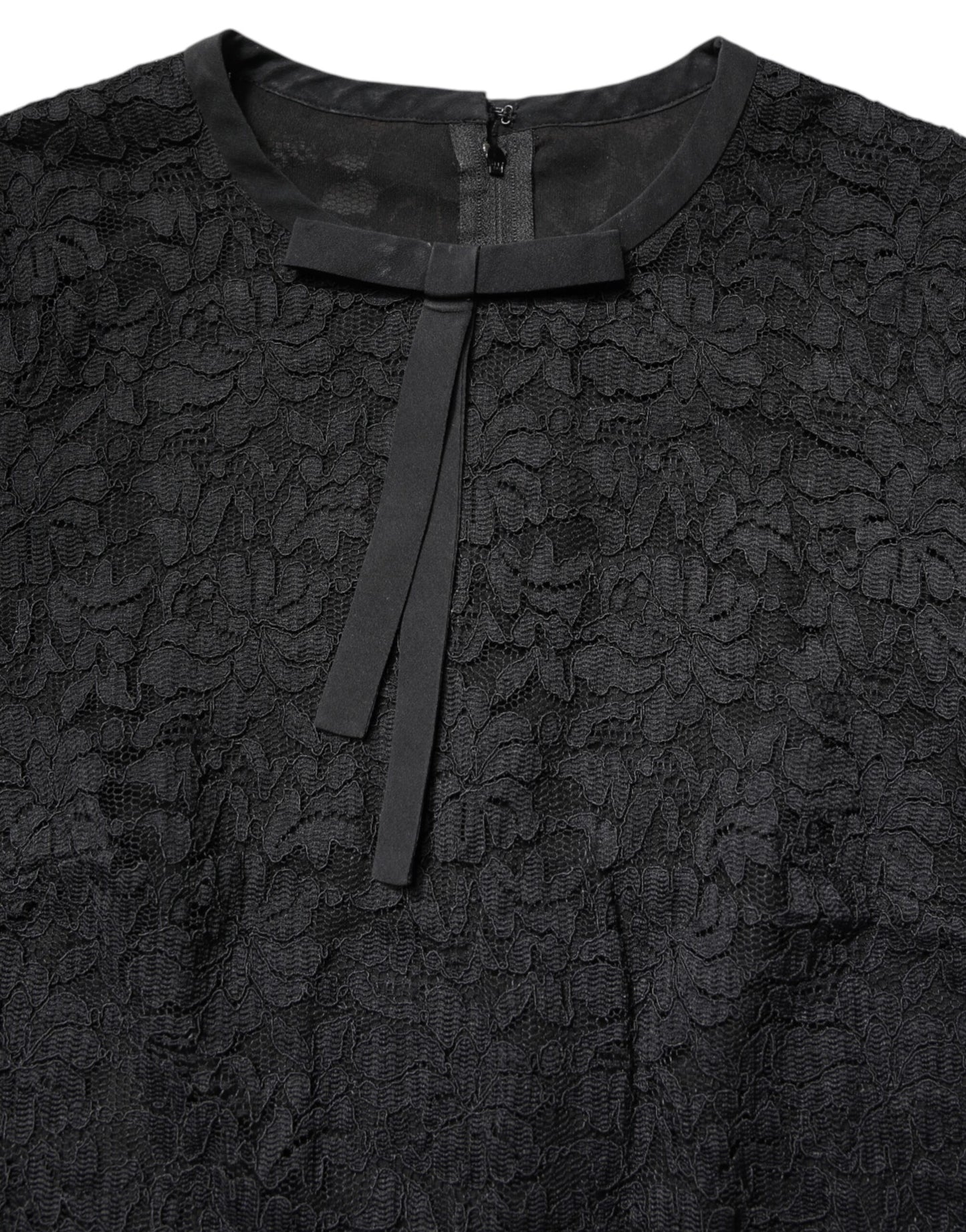 Top Dolce & Gabbana de encaje negro con cuello redondo y manga larga para PERSONAL