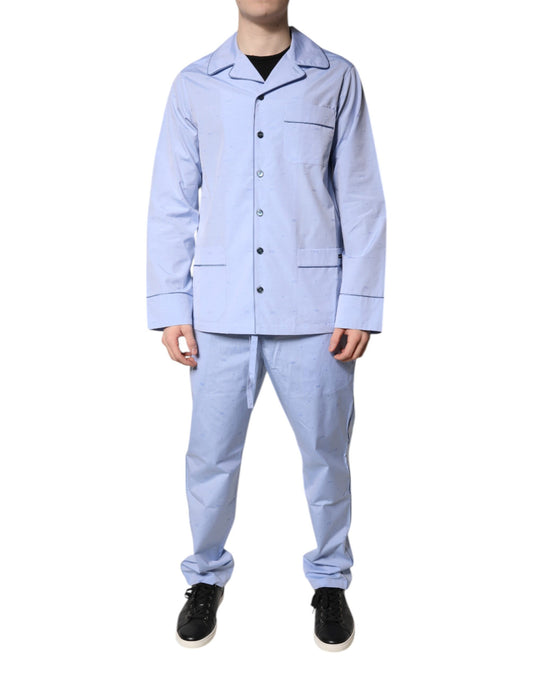 Pijama de hombre Dolce & Gabbana Light Blue de algodón con logo DG