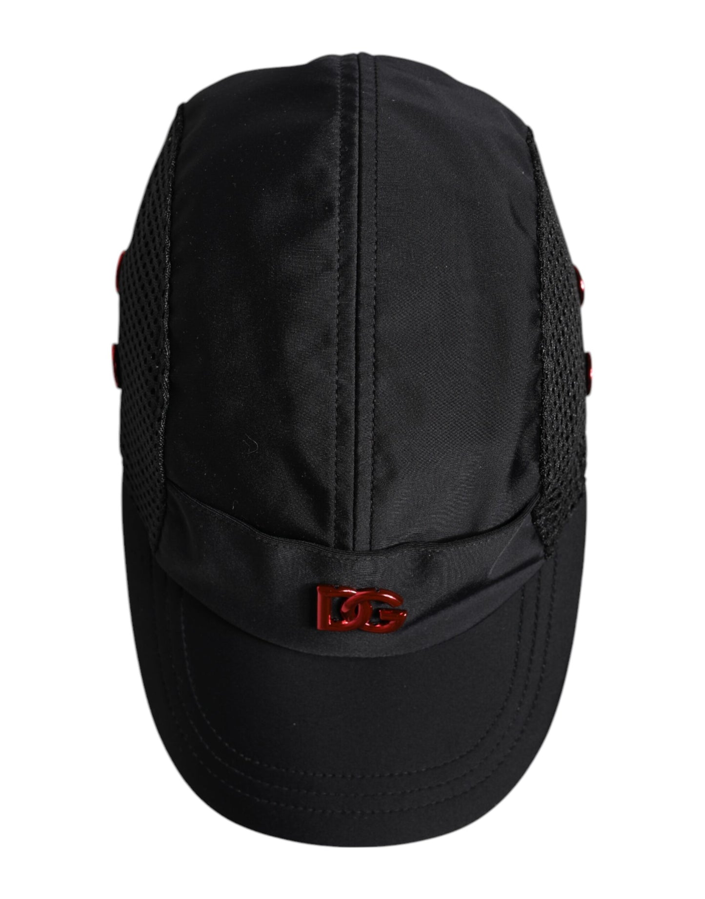 Gorra de Béisbol Dolce & Gabbana Negra de Nailon con Logotipo DG y 6 Paneles