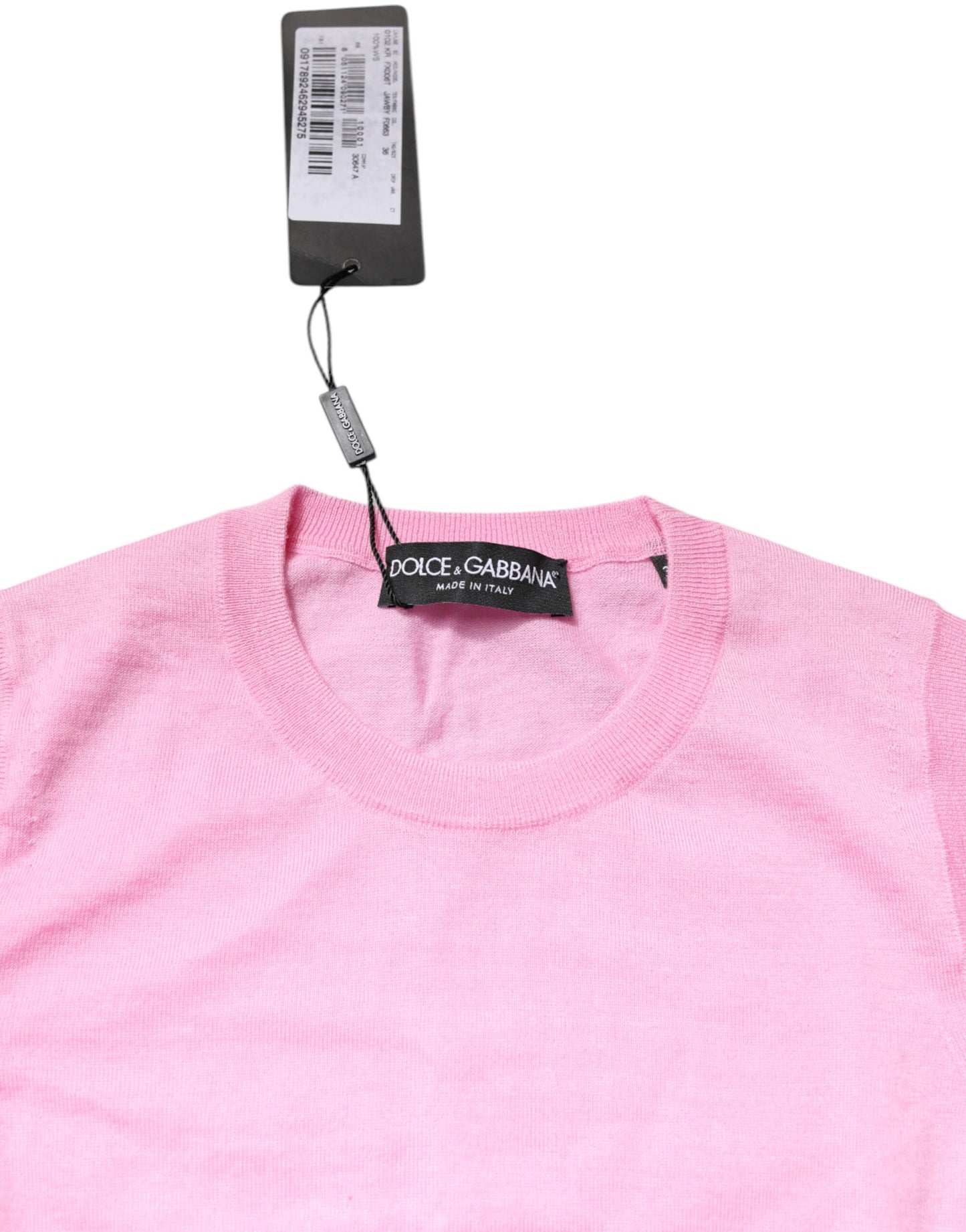 Top sin mangas de cachemira rosa con cuello redondo de Dolce & Gabbana