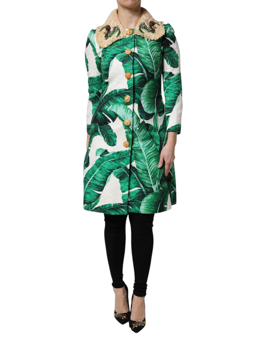 Chaqueta Trench de Dolce & Gabbana Multicolor con Estampado de Hojas y Adornos