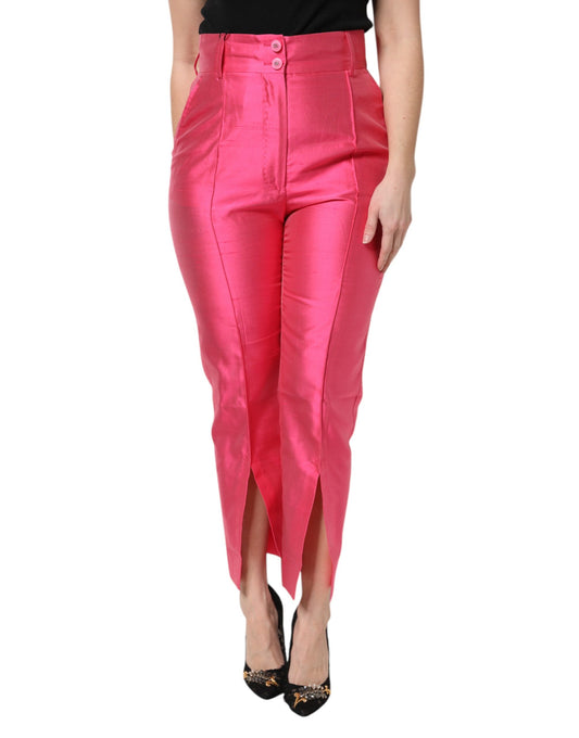 Pantalones Dolce & Gabbana de seda rosa de tiro alto y corte entallado