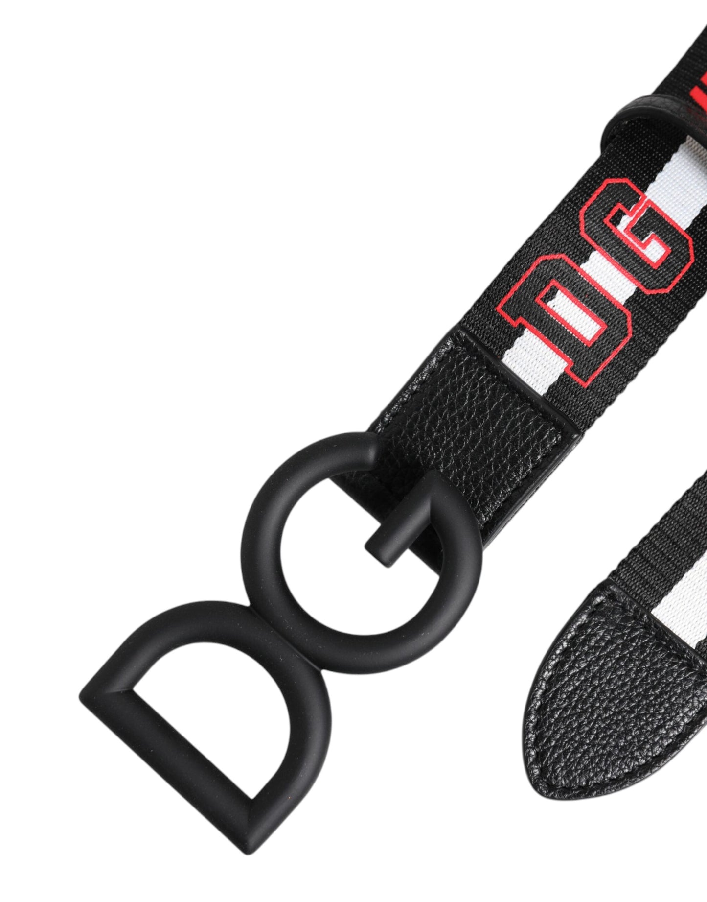 Cinturón Dolce & Gabbana de poliéster negro con estampado de logotipo y hebilla DG