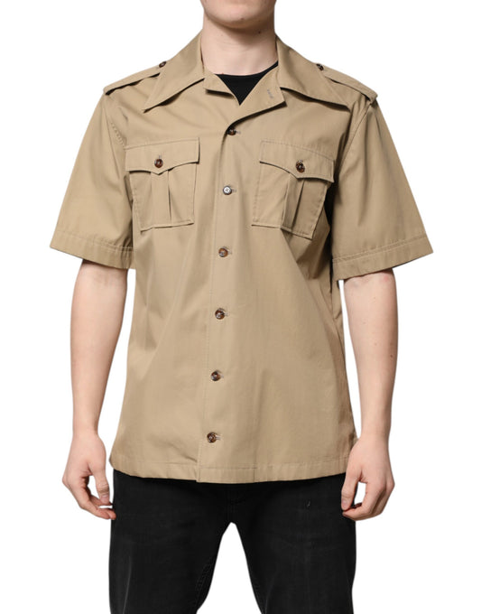 Camisa de manga corta con estampado gráfico marrón de Dolce & Gabbana