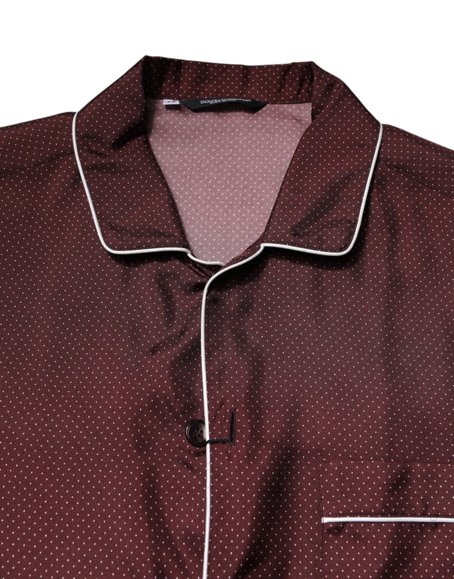 Camisa de manga larga de seda burdeos con lunares de Dolce & Gabbana