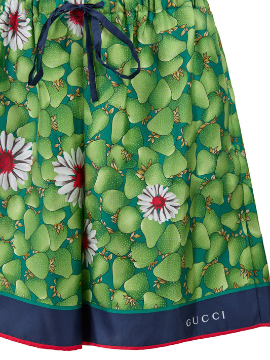 Shorts de seda Gucci con estampado floral verde
