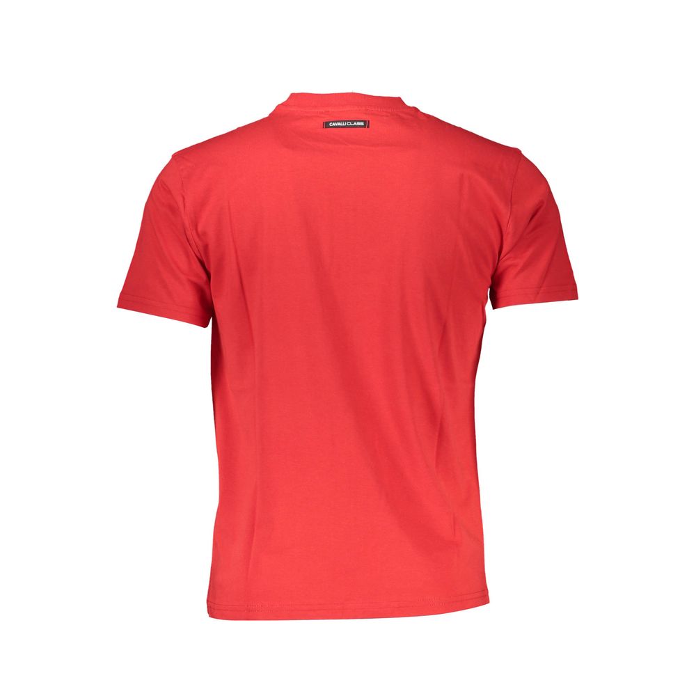 Camiseta de algodón roja Cavalli Class para hombre