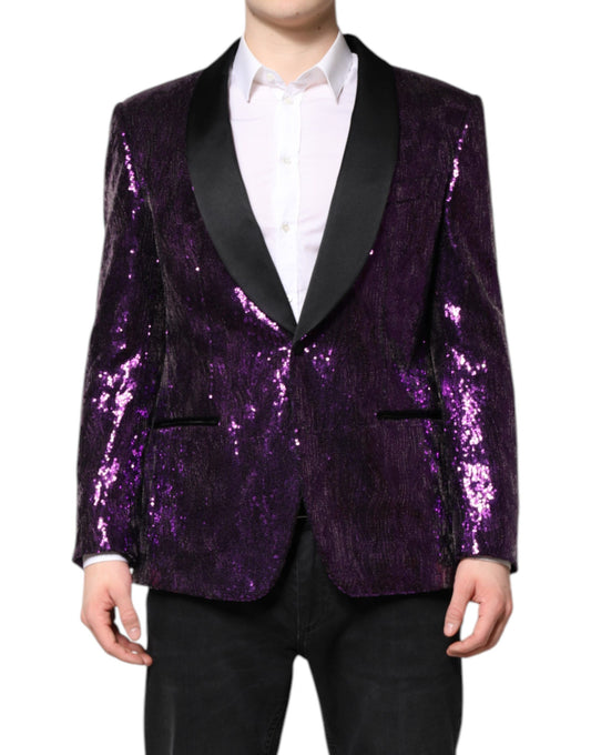 Dolce & Gabbana SICILIA Abrigo Chaqueta Morado con Lentejuelas