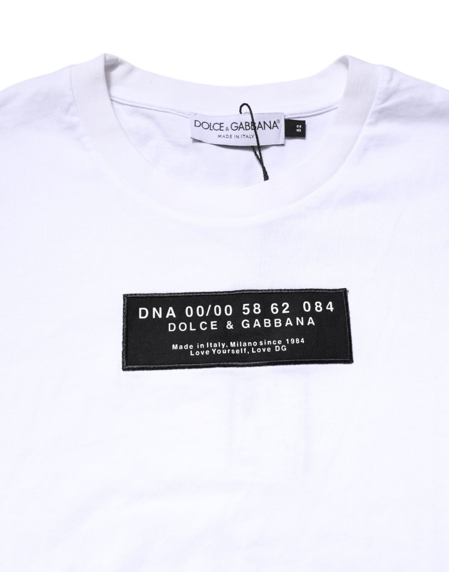 Camiseta blanca de algodón con logo y cuello redondo de Dolce & Gabbana