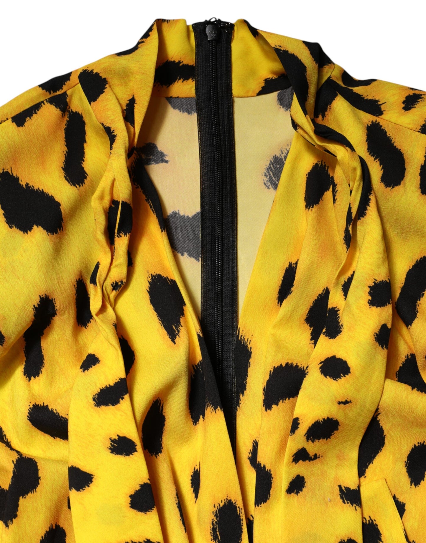 Vestido mono de manga larga con estampado de leopardo amarillo de Dolce & Gabbana