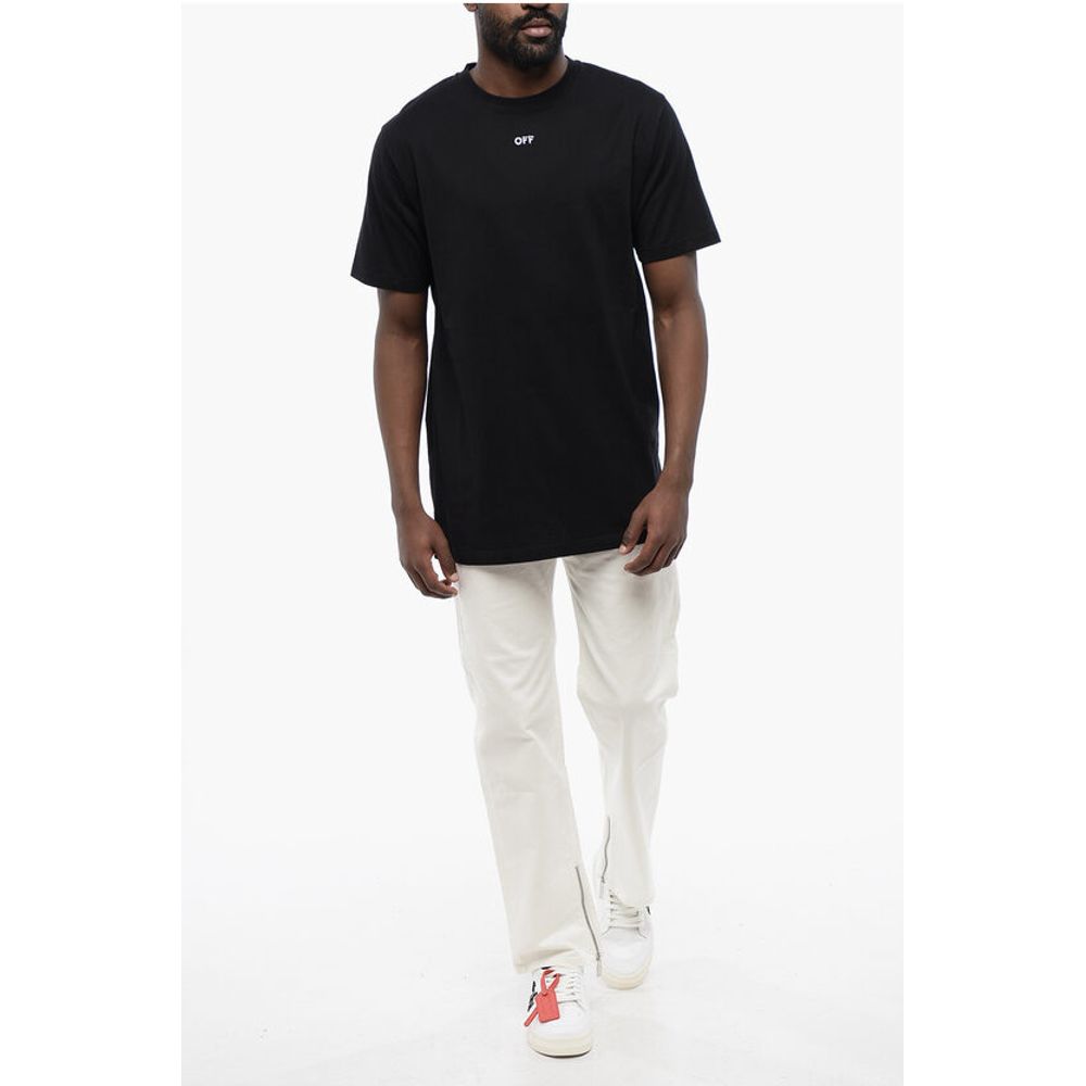Camiseta Off-White de algodón negro con cuello redondo y flecha