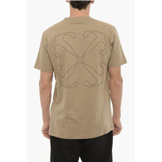 Camiseta Off-White de corte ajustado con cuello redondo y logo bordado