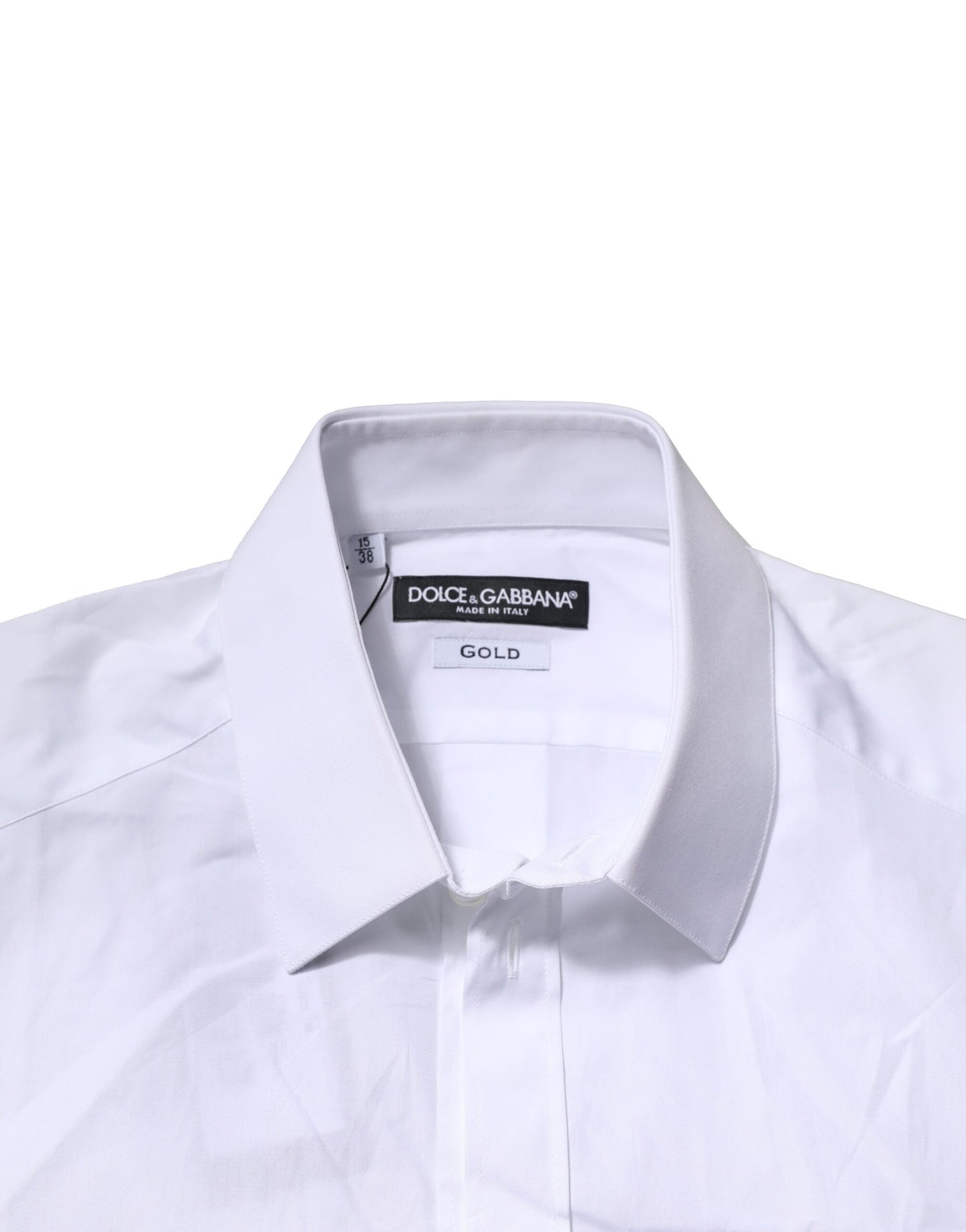 Camisa casual Dolce & Gabbana blanca de algodón y manga corta, GOLD