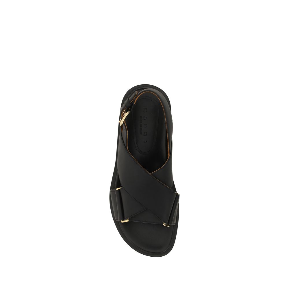 Sandalias Planas Marni de Piel de Becerro Negra Bos Taurus