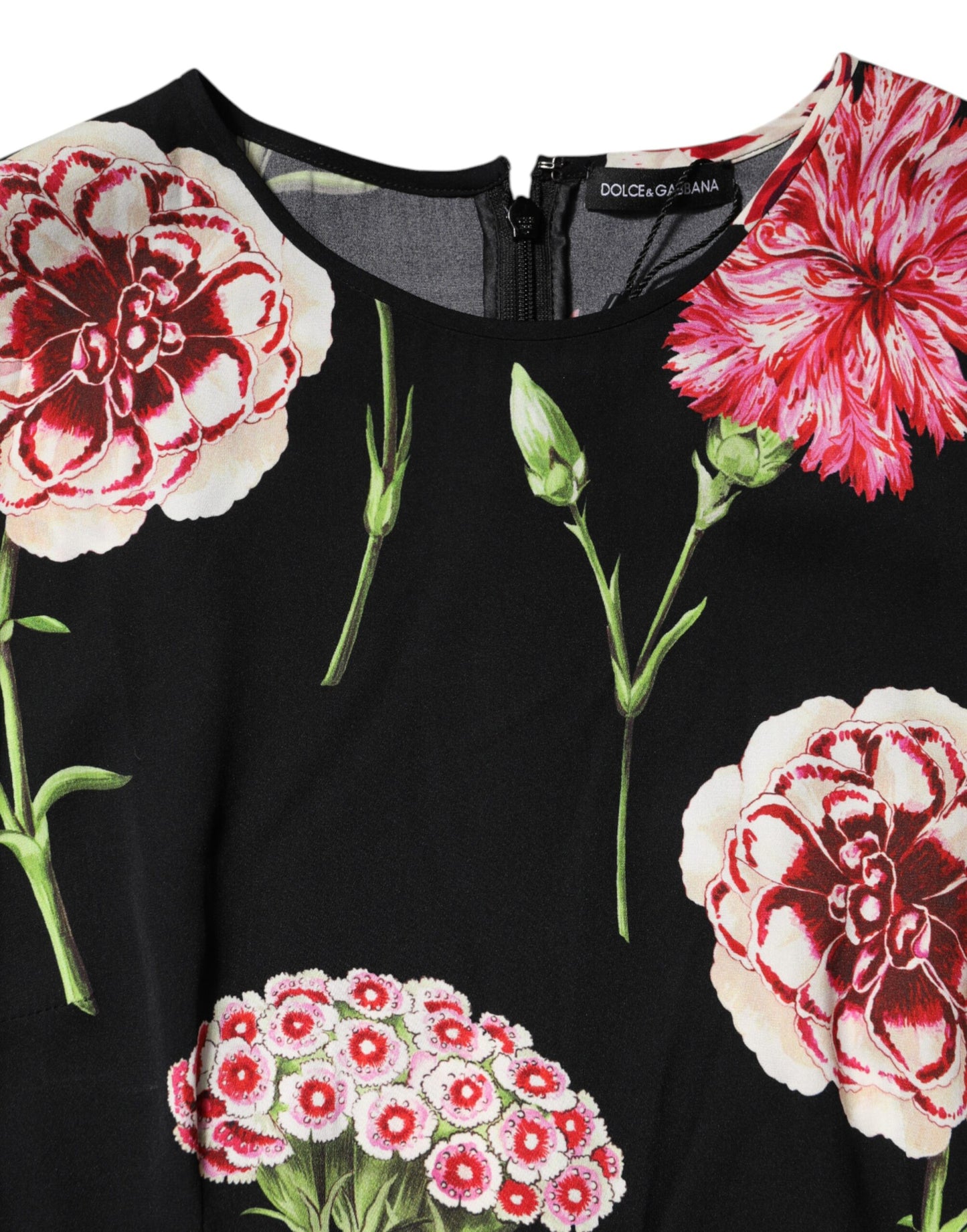Top de blusa sin mangas con estampado floral negro de Dolce & Gabbana