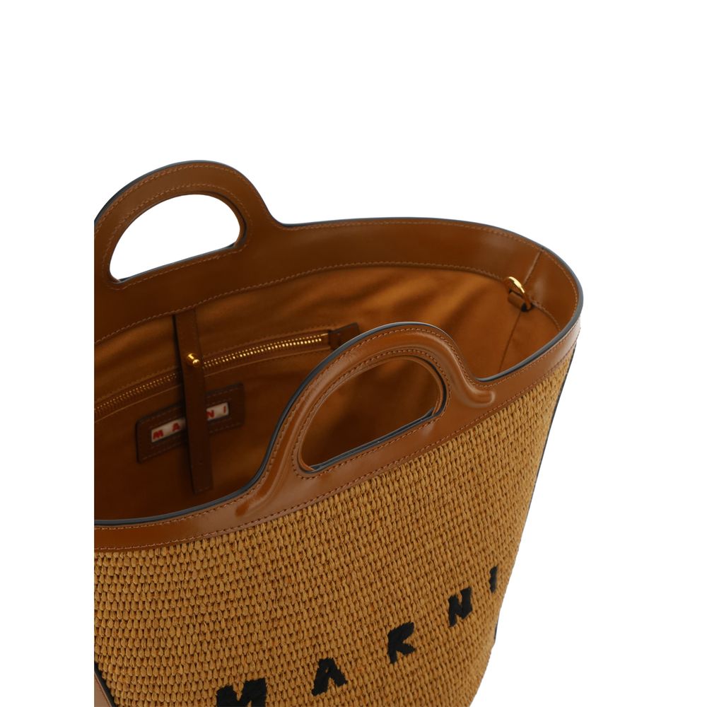 Bolso de Hombro Marni de Algodón Marrón
