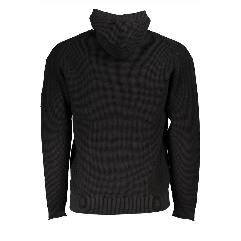 Sudadera Calvin Klein negra de algodón para hombre con capucha y media cremallera