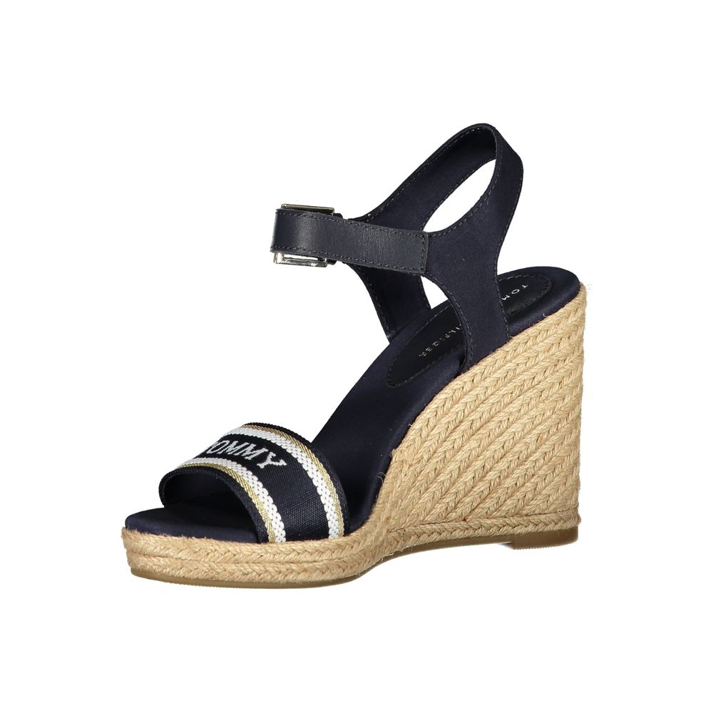 Sandalia de cuña Tommy Hilfiger de cuero azul para mujer