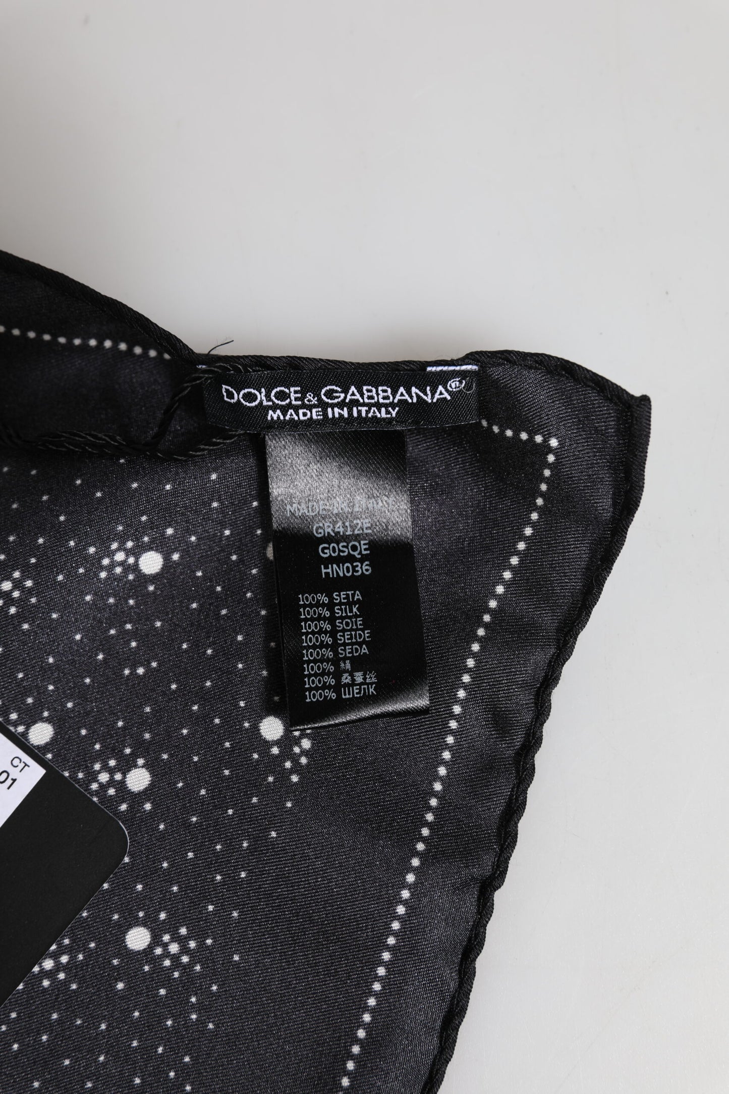 Pañuelo Cuadrado Estampado en Blanco y Negro para Hombre Dolce & Gabbana