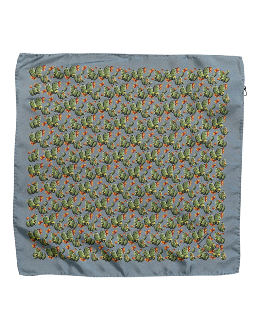 Pañuelo Cuadrado Foulard Dolce & Gabbana Gris Verde con Estampado de Cactus
