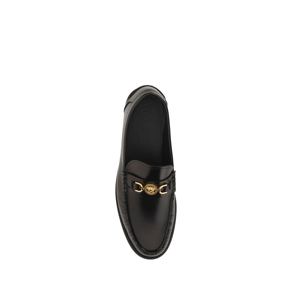 Mocasines sin cordones de piel de becerro negra Bos Taurus de Versace