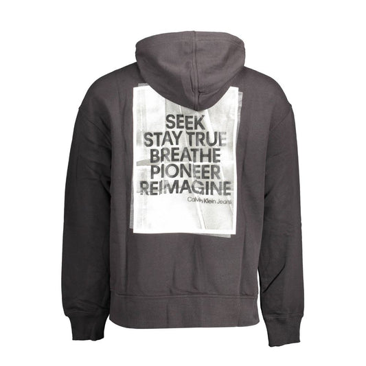 Sudadera con capucha negra de algodón para hombre Calvin Klein