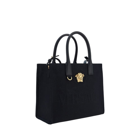 Bolso de hombro Versace de algodón negro