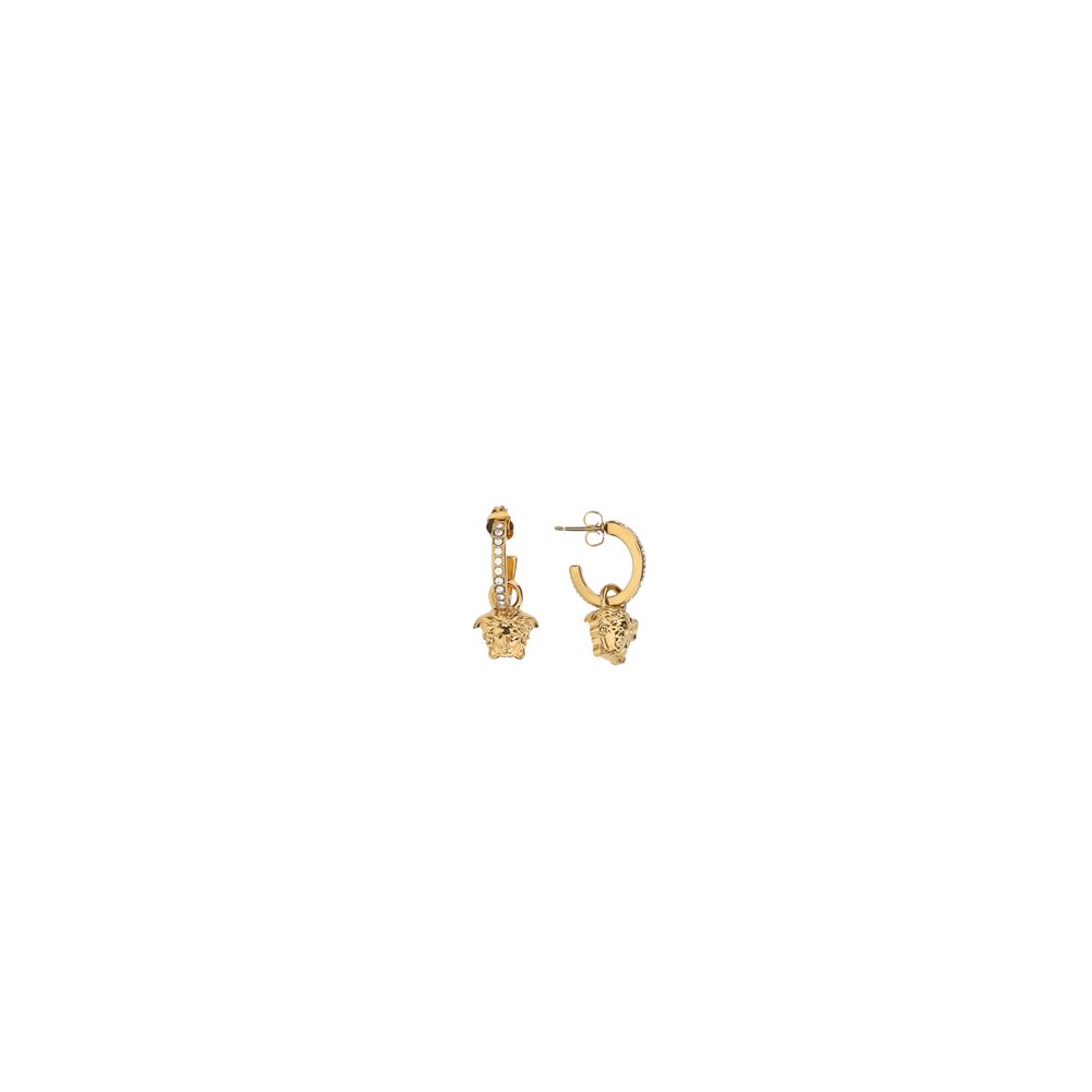 Pendientes Metálicos Chapados En Oro Versace con Silueta Gota