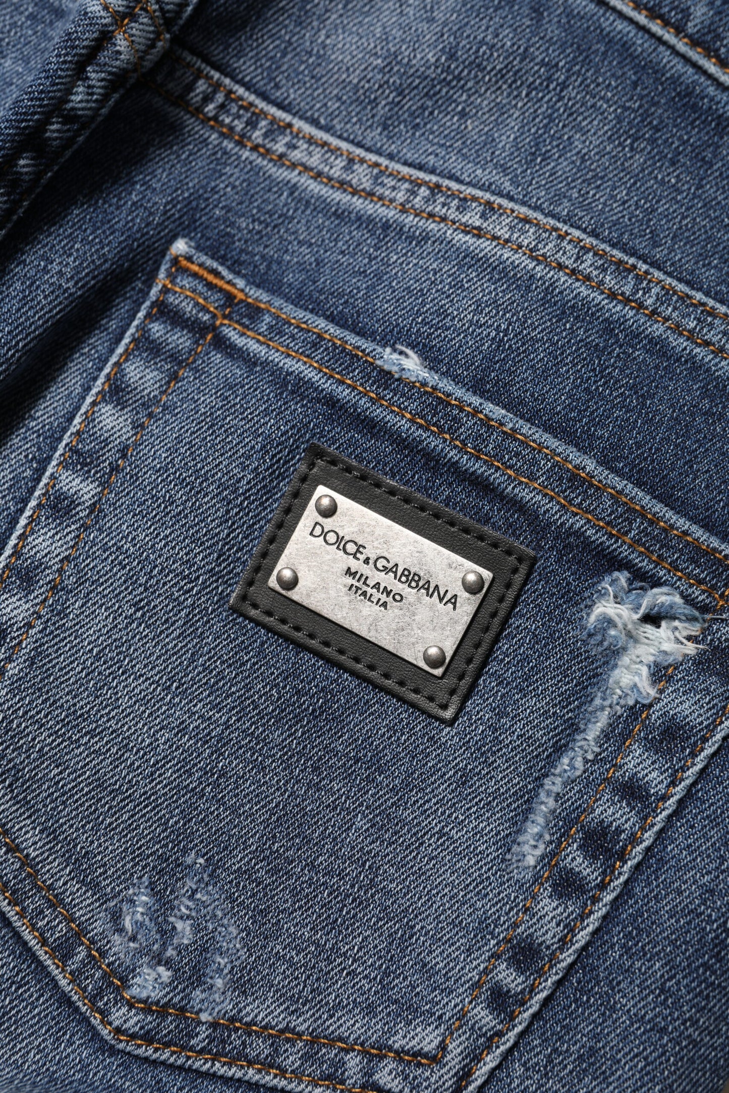 Jeans vaqueros Dolce & Gabbana de algodón lavado azul de tiro alto