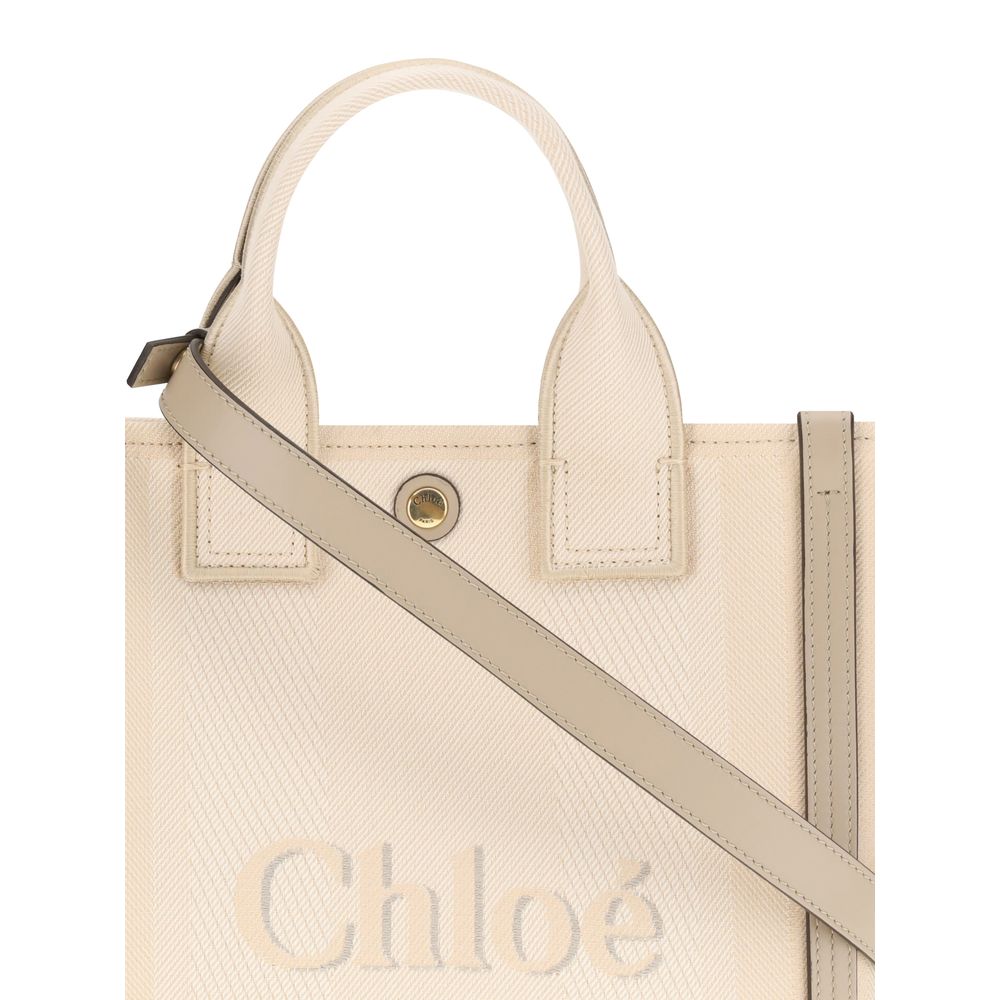 Chloé Beige Cotton Carry Tote Bag - Adjustable Magnetic Closure