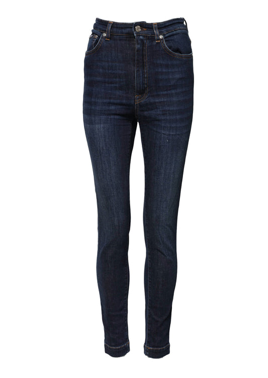Vaqueros ajustados de mezclilla de talle alto azul GRACE de Dolce & Gabbana