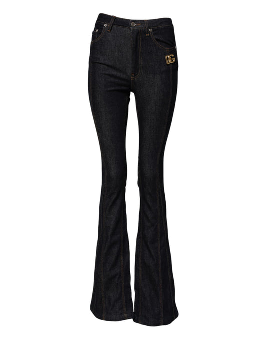 Jeans vaqueros bootcut de tiro medio de algodón negro de Dolce & Gabbana