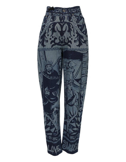 Dolce & Gabbana Vaqueros Tapered con Estampado Gráfico Azul