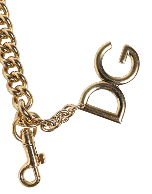 Bandoulière accessoire Dolce & Gabbana marron léopard avec chaîne en laiton doré