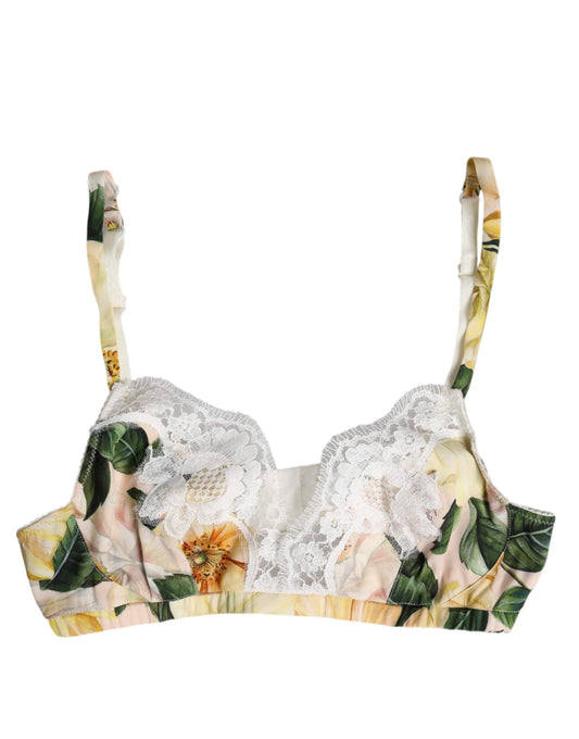 Sujetador sin aros con estampado floral multicolor Dolce & Gabbana