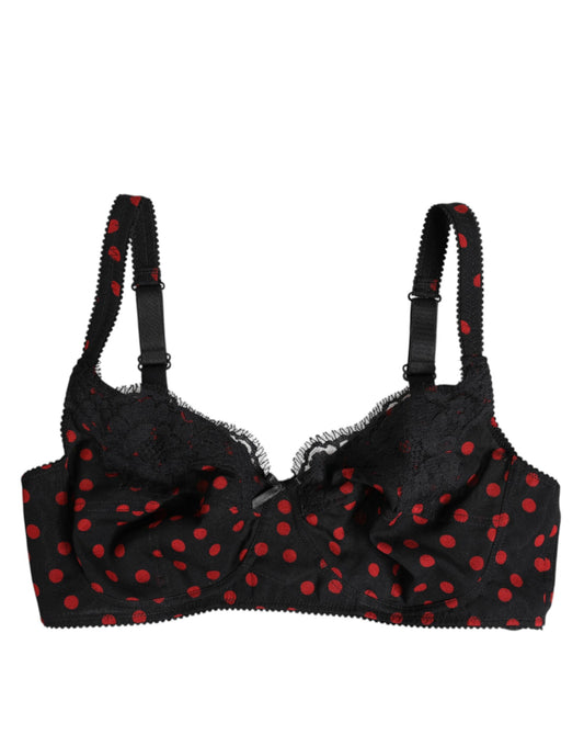 Ropa interior de balconette con aros y lunares negros y rojos de Dolce & Gabbana