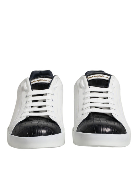 Chaussures baskets Portofino Dolce & Gabbana en cuir blanc et noir