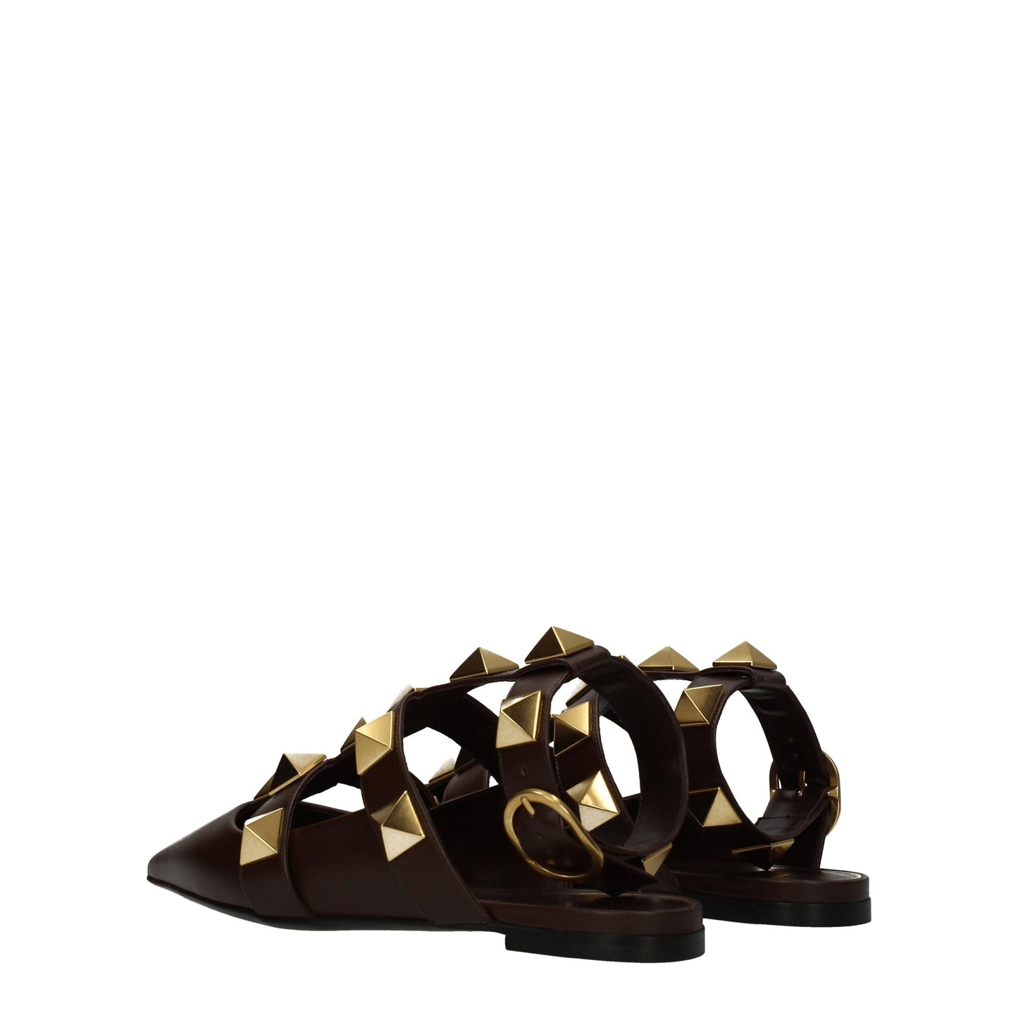Sandalias planas Valentino Garavani de cuero marrón