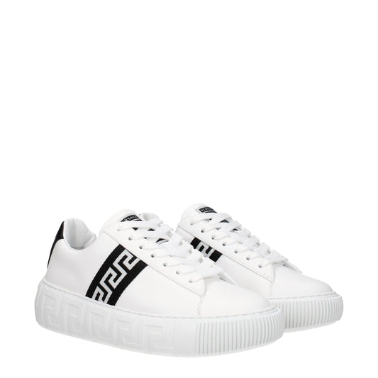 Zapatillas bajas de cuero blanco Versace