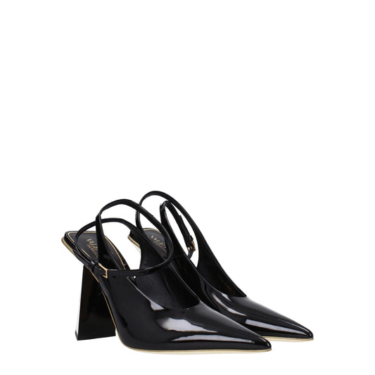 Sandalias de cuero negras Valentino Garavani