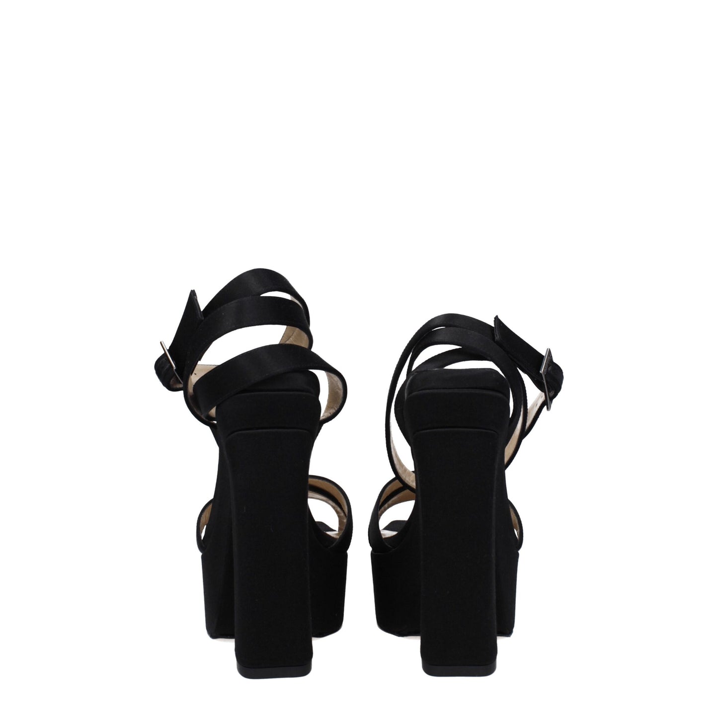 Sandalias de plataforma de satén negro Jimmy Choo
